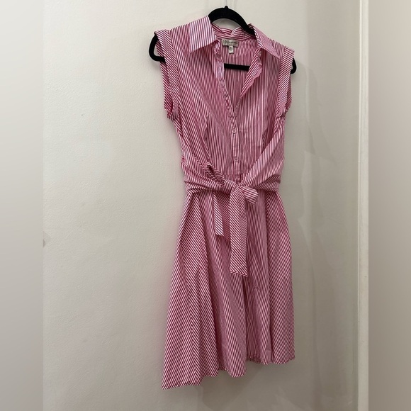 Neiman Marcus Dresses & Skirts - Neiman Marcus Red and White Striped Dress - small a 100% cotton - button up